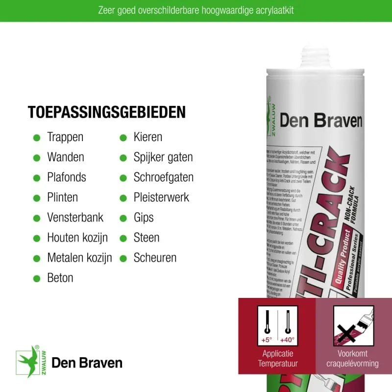 Zwaluw Acryl Anti-Crack Wit 310 ml